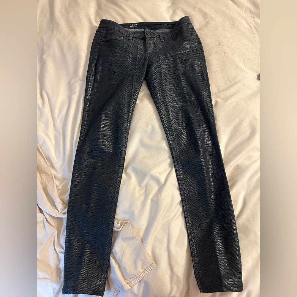Navy Faux Snakeskin jeans worn once